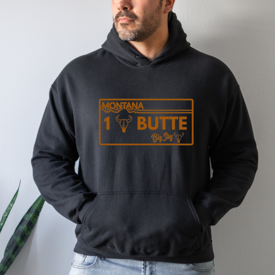 Butte License Plate Black Hoodie