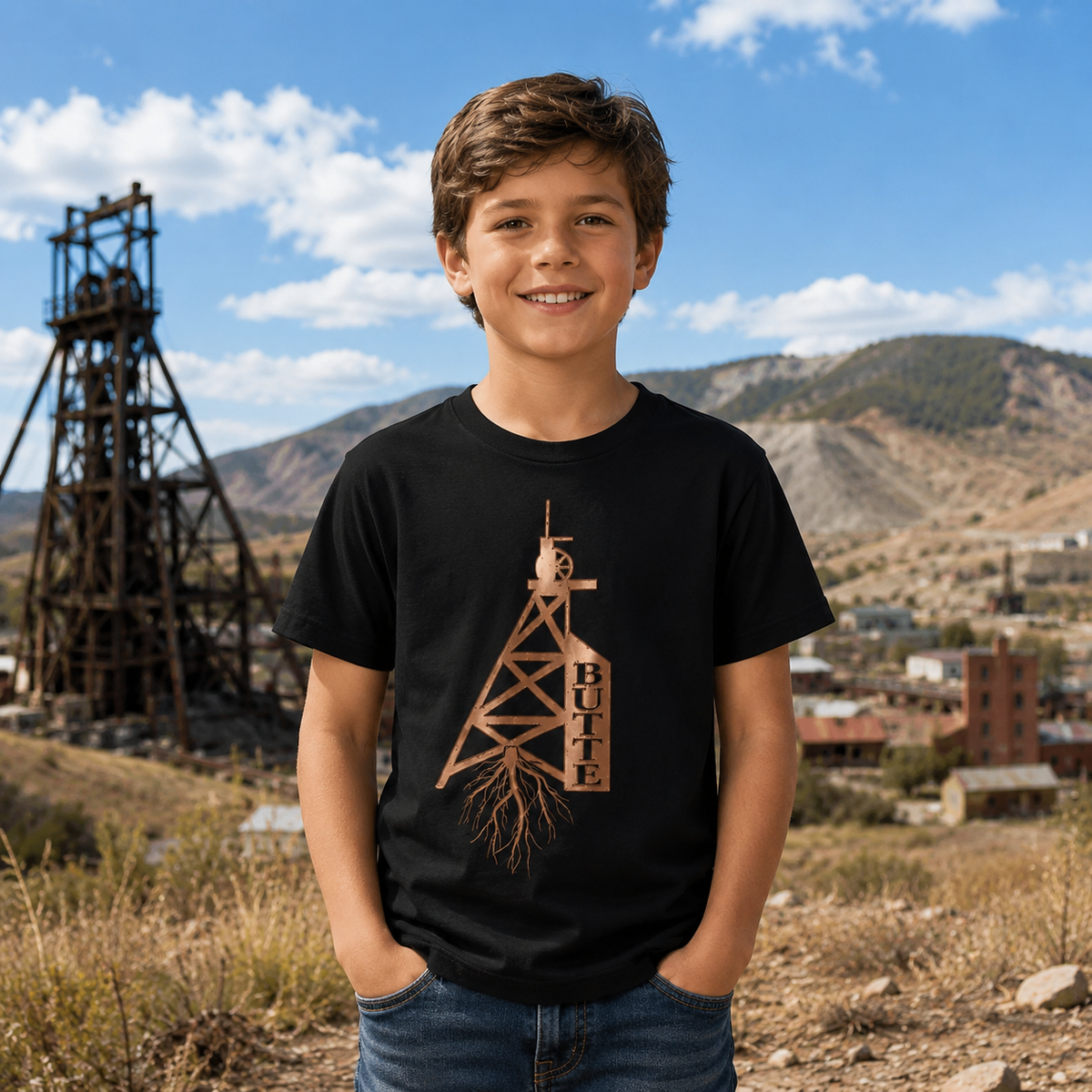 Butte Roots Black YOUTH T-Shirt