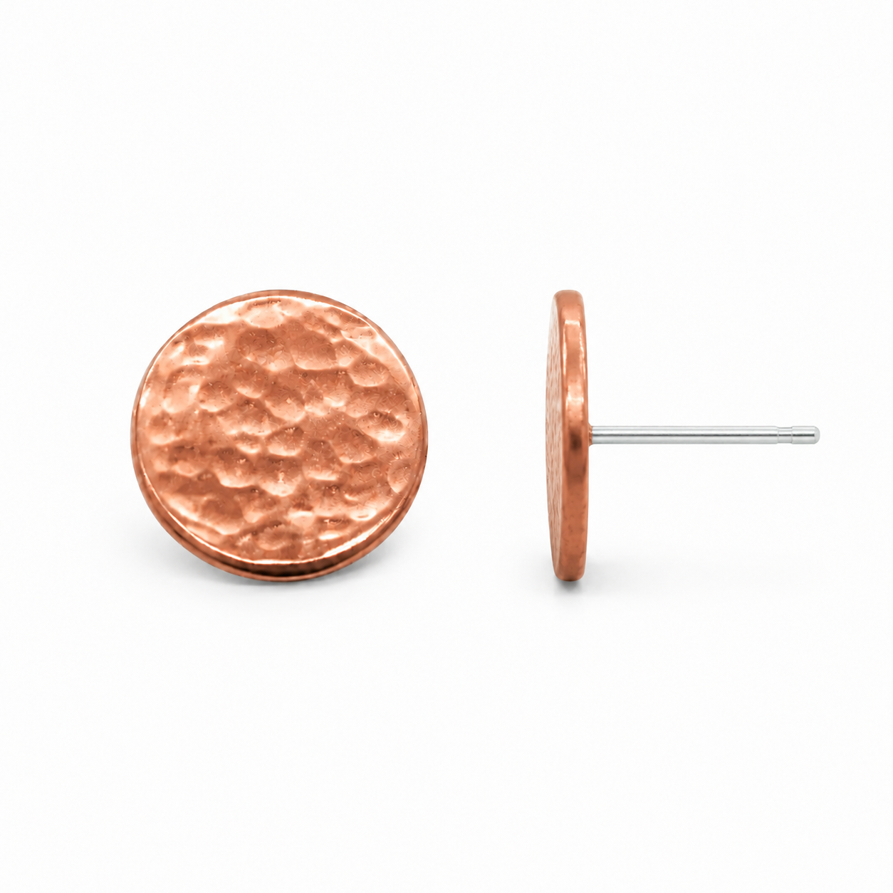 Copper Stud Earrings Hammered