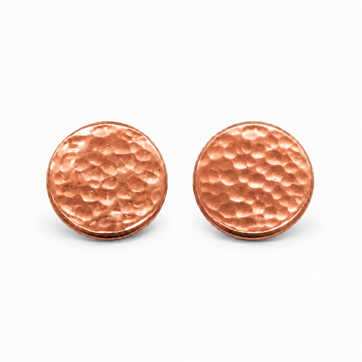 Copper Stud Earrings Hammered