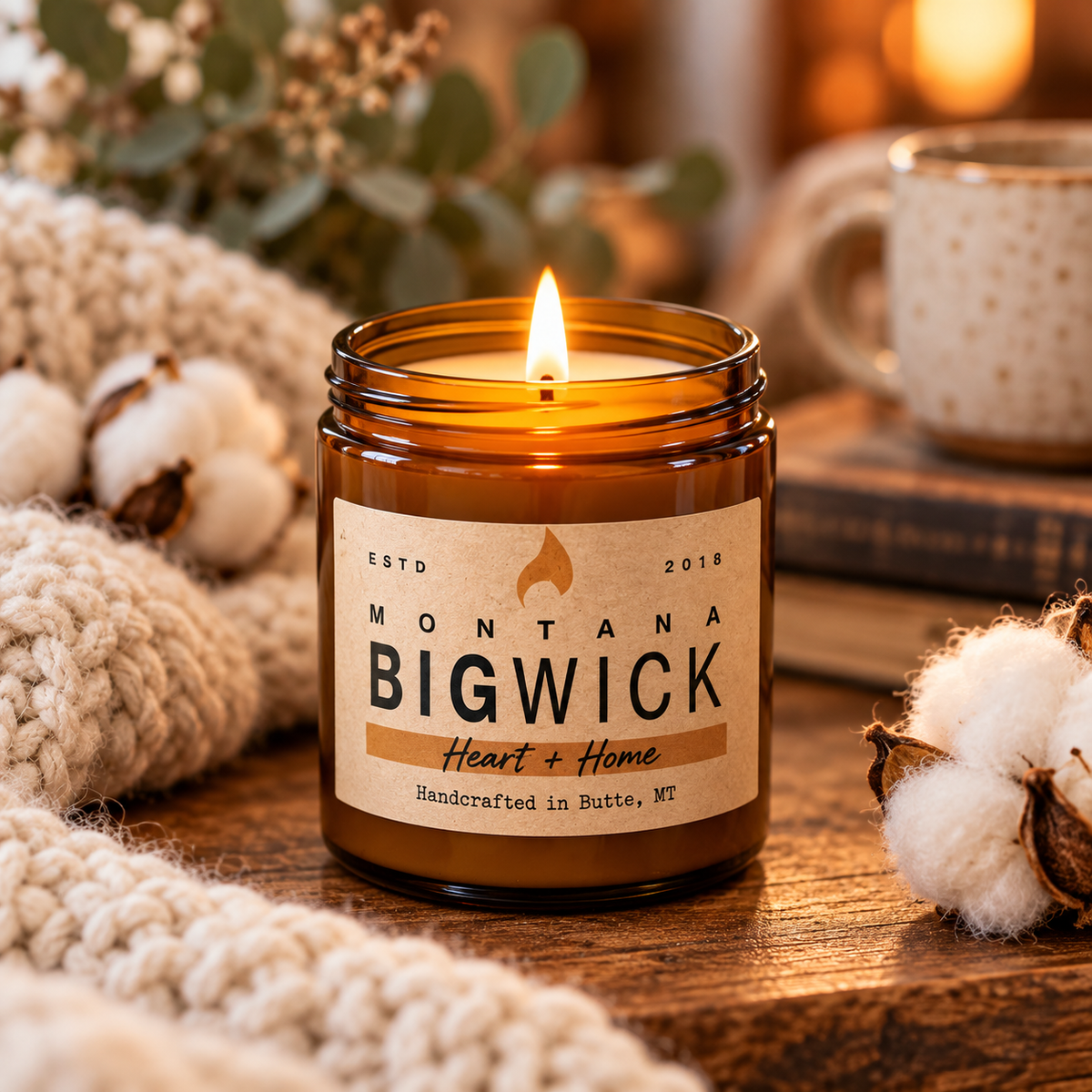 Montana Big Wick Small Amber Heart + Home candle