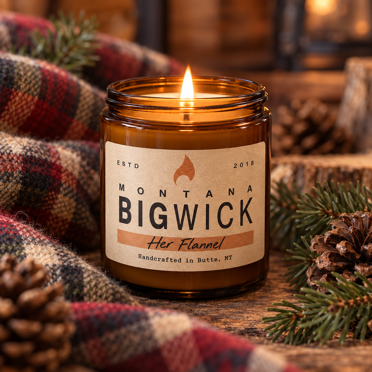 Montana Big Wick Small Amber Her Flannel candle