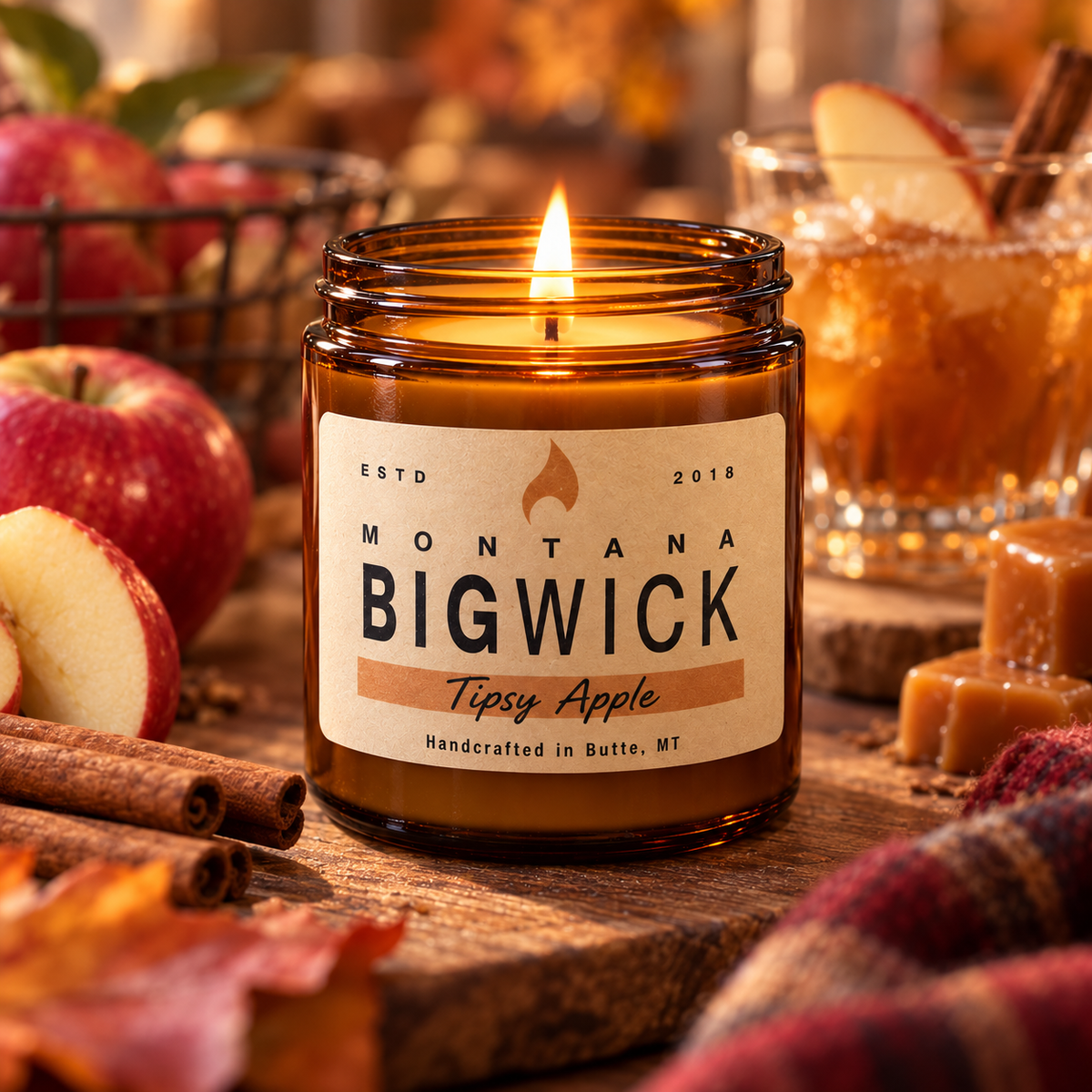 Montana Big Wick Small Amber Tipsy Apple candle