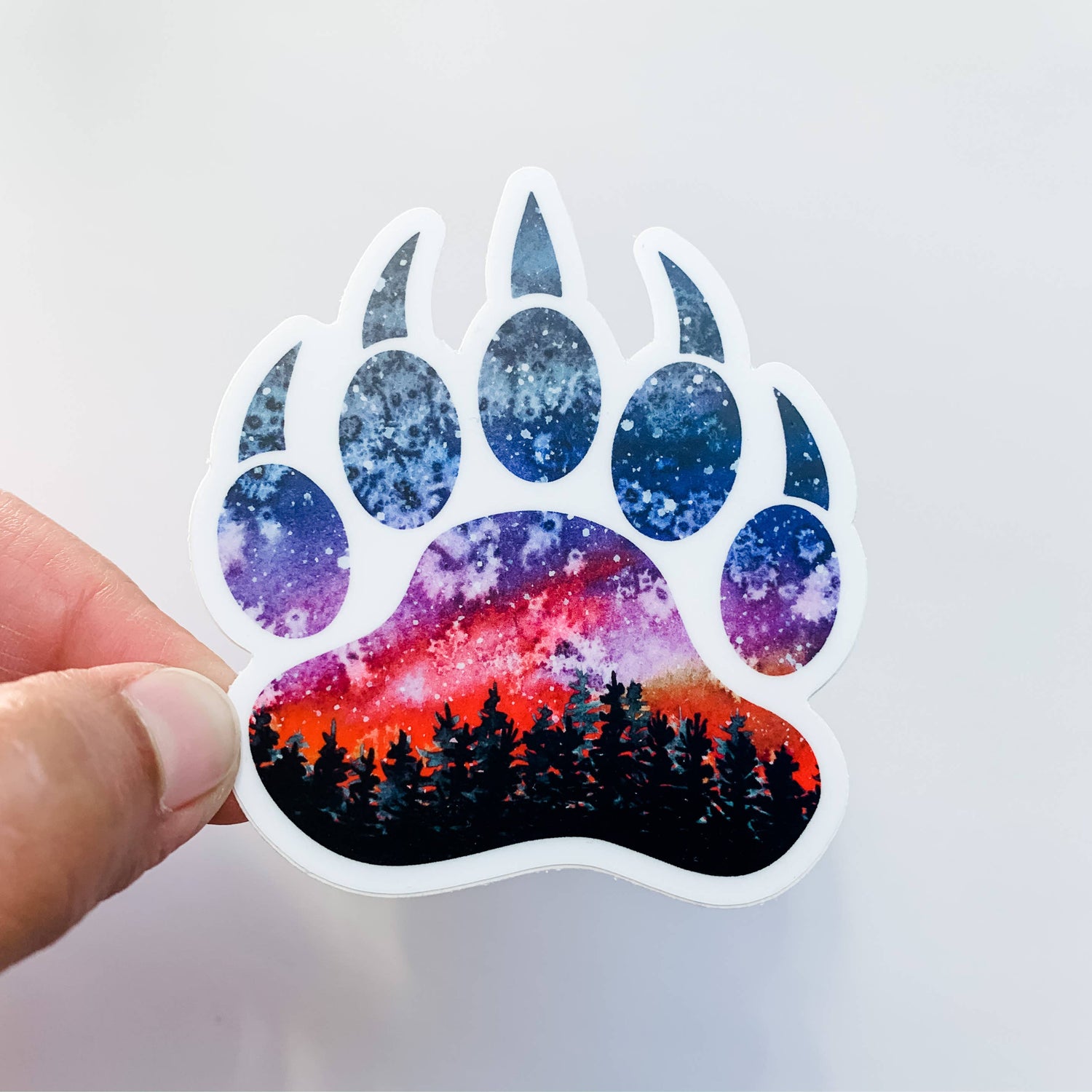 Grizzly Sunset Bear Paw Print Sticker Decal