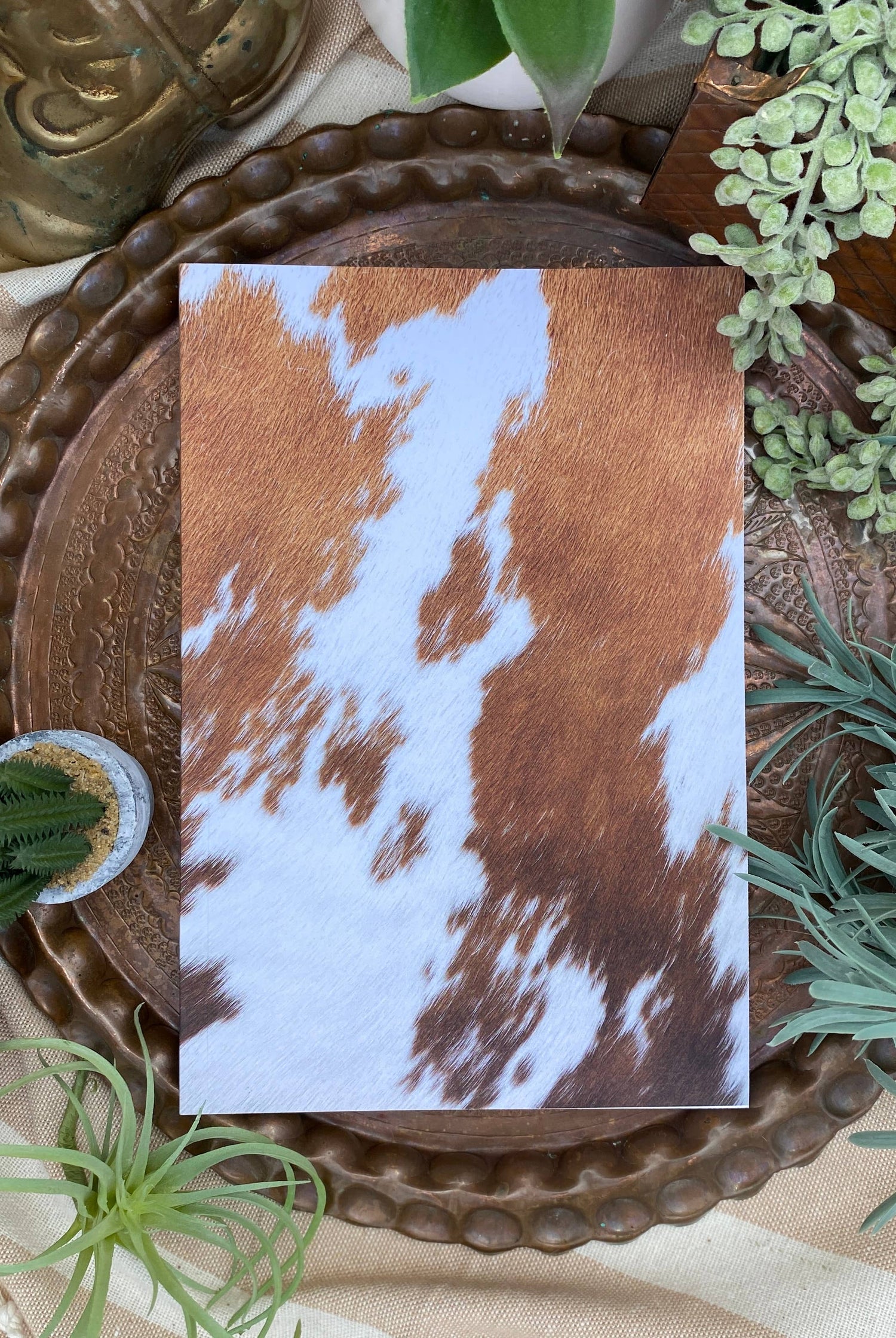 Cowhide Journal- brownish red and white