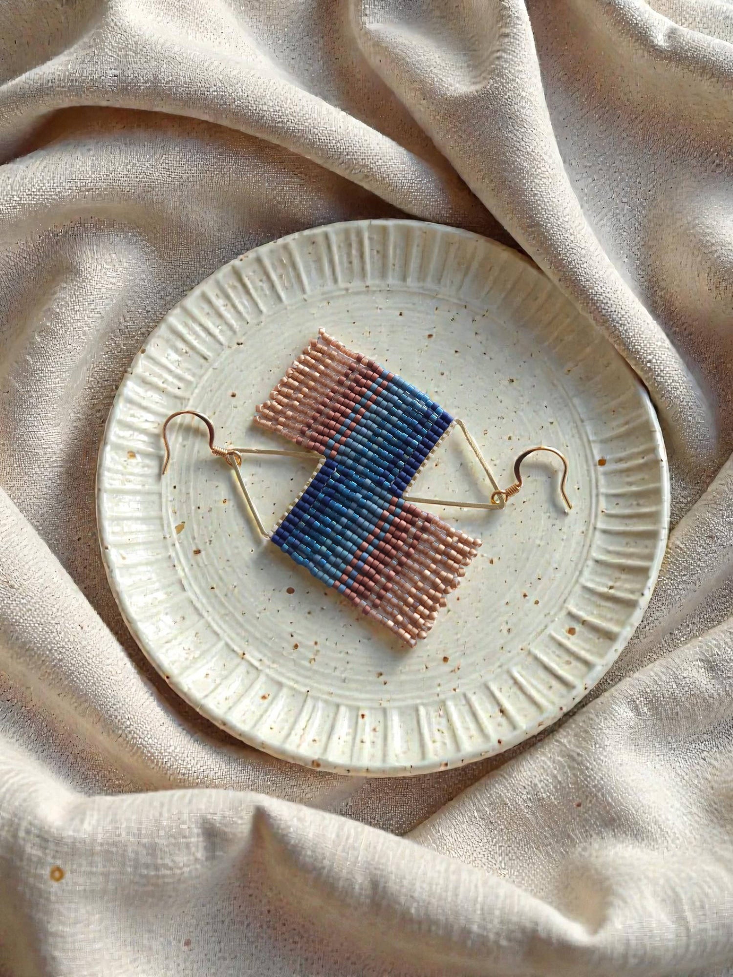 Montana 4- Ombre Fringe Triangle Earrings, Handwoven Jewelry