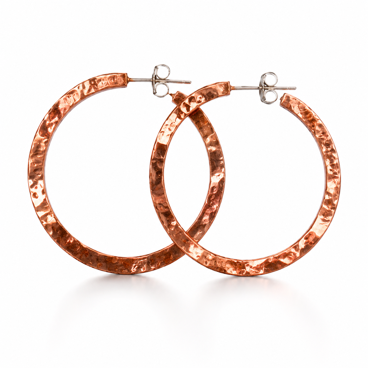 Hammered Copper Hoops