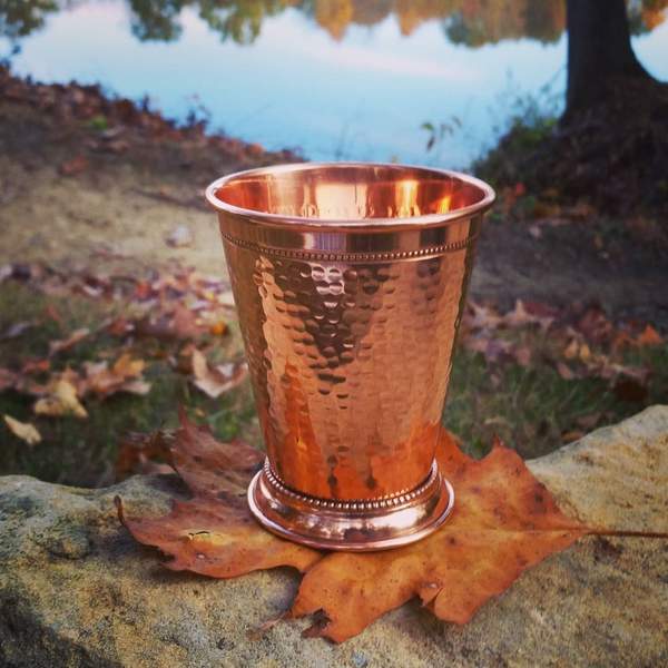 Shiny Hammered Solid Copper Mint Julep Cup
