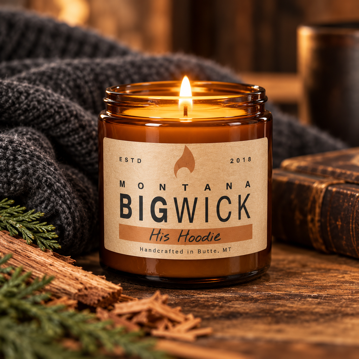 Montana Big Wick Small Amber His Hoodie candle