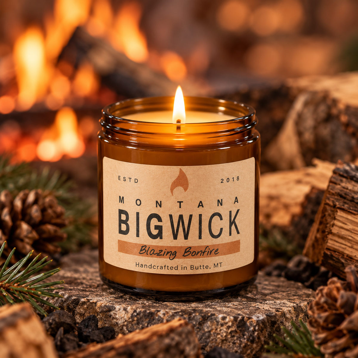 Montana Big Wick Small Amber Blazing Bonfire candle