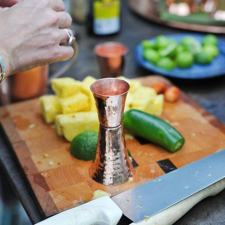 Shiny Hammered Solid Copper Jigger