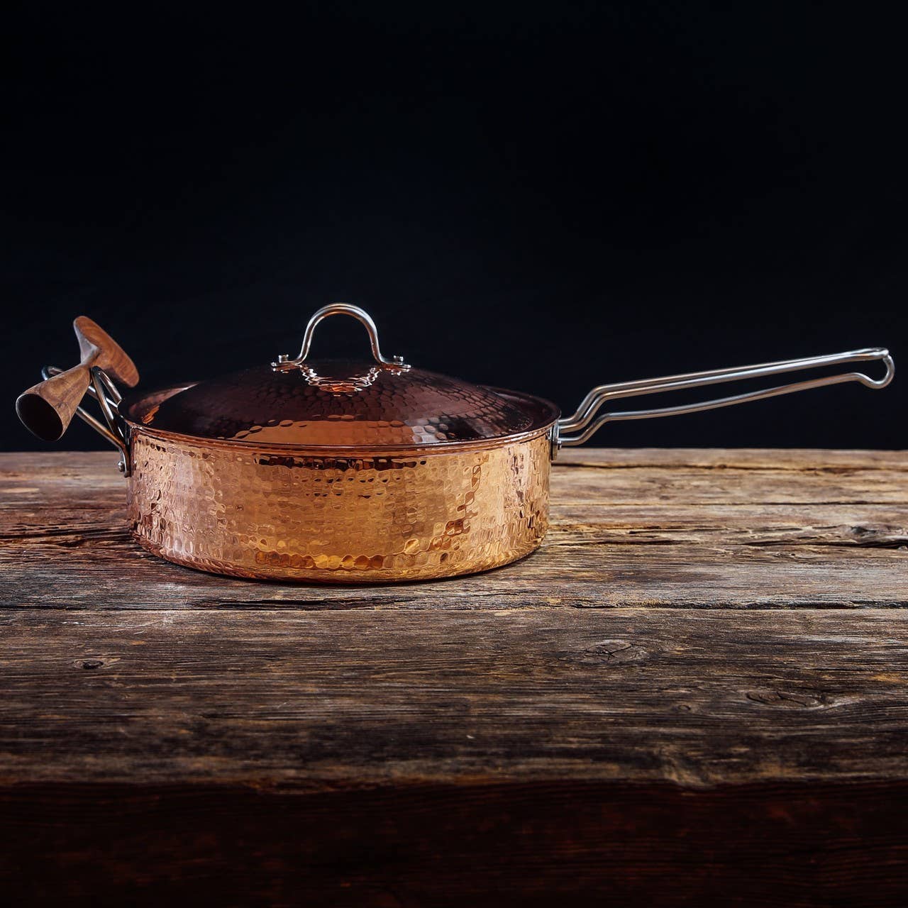 Sertodo Copper - 10" Saute Pan with Lid. 3 quart capacity, Polished Finish